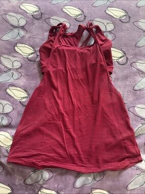 lululemon athletica Pink Striped Racerback Tank Top w/ built in bra size S